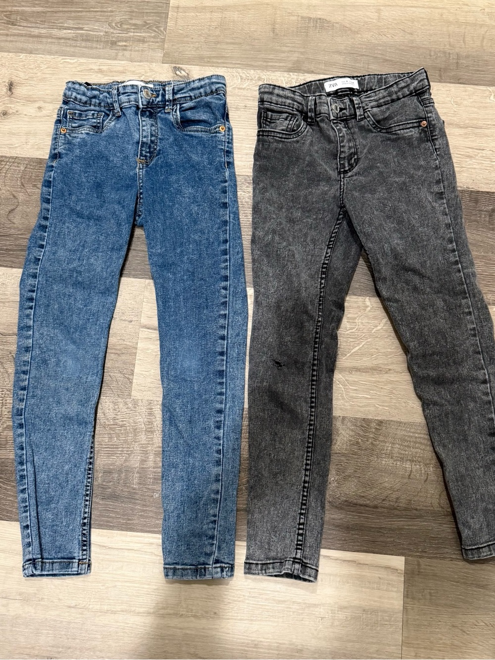 ZARA Girls High-Rise Skinny Jeans - Blue and Charcoal